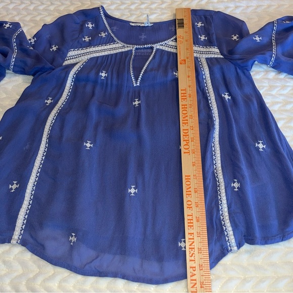 Anthropologie Floret Adena Women's Blue Embroidered Top size 2 - Picture 10 of 12